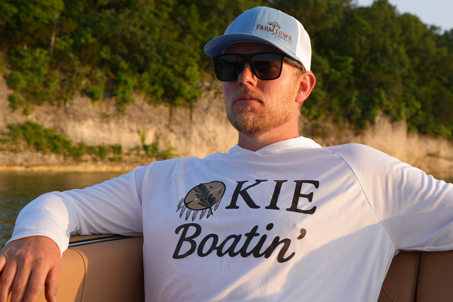 Okie Boatin' HOODED Long Sleeve SPF Shirt